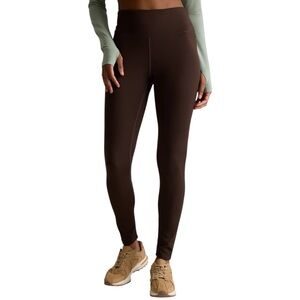 Quince Whistler High-Rise Thermal Legging Espresso Brown Pocket Wicking sz M